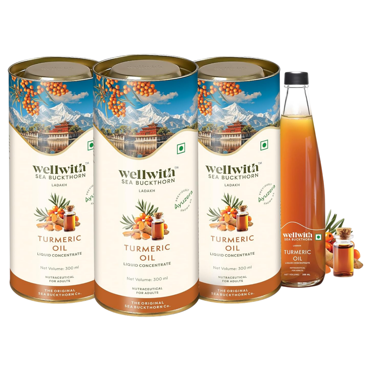 Sea Buckthorn Turmeric Oil 300ml WellWith Ayuzera
